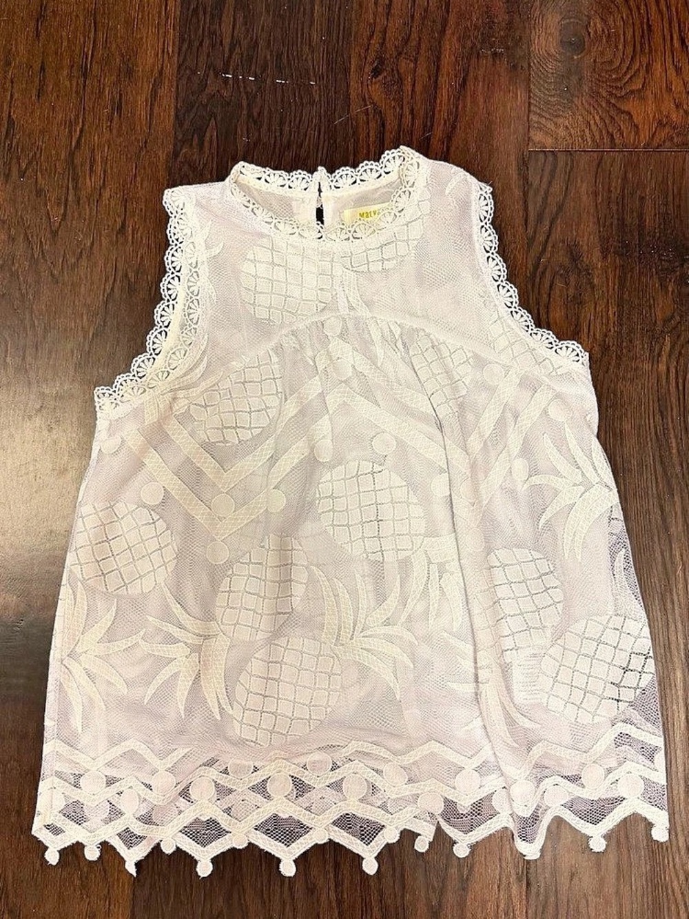 Anthropologie Maeve Pineapple Lace Blouse White Size Medium
